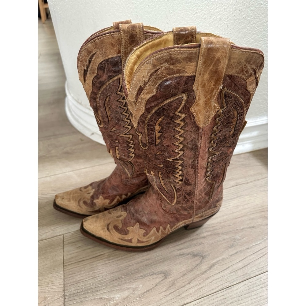 Corral Brown and Tan Heeled Boots